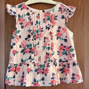 Janie and Jack - Flutter floral sleeveless peplum top (Size 4t)
